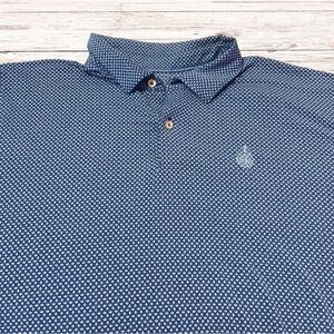 Men's Peter Millar Seaside Collection Blue Geometric Patterned Polo Shirt 👕 XL